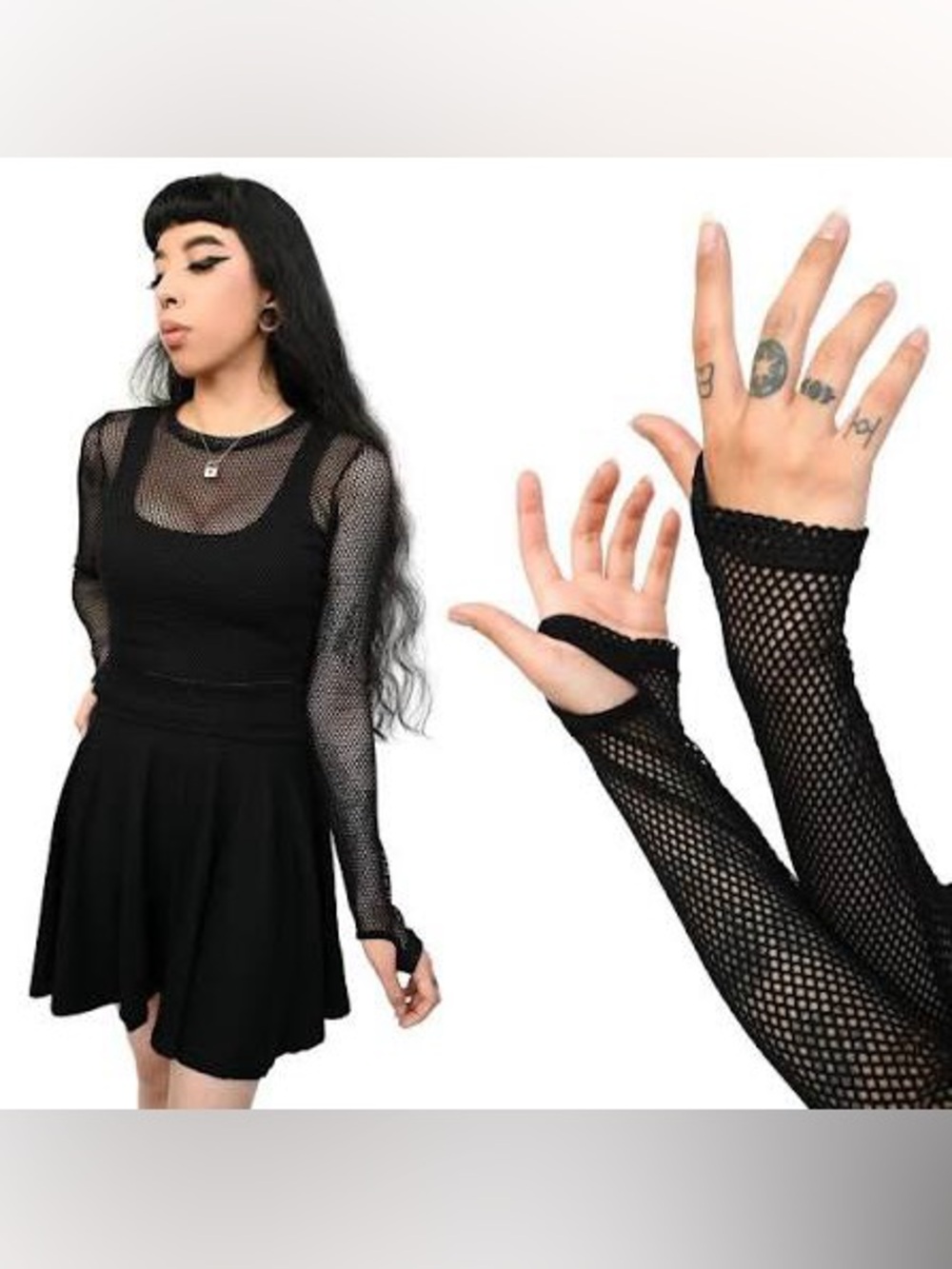 FOXBLOOD Fishnet Long Sleeve Crop Top